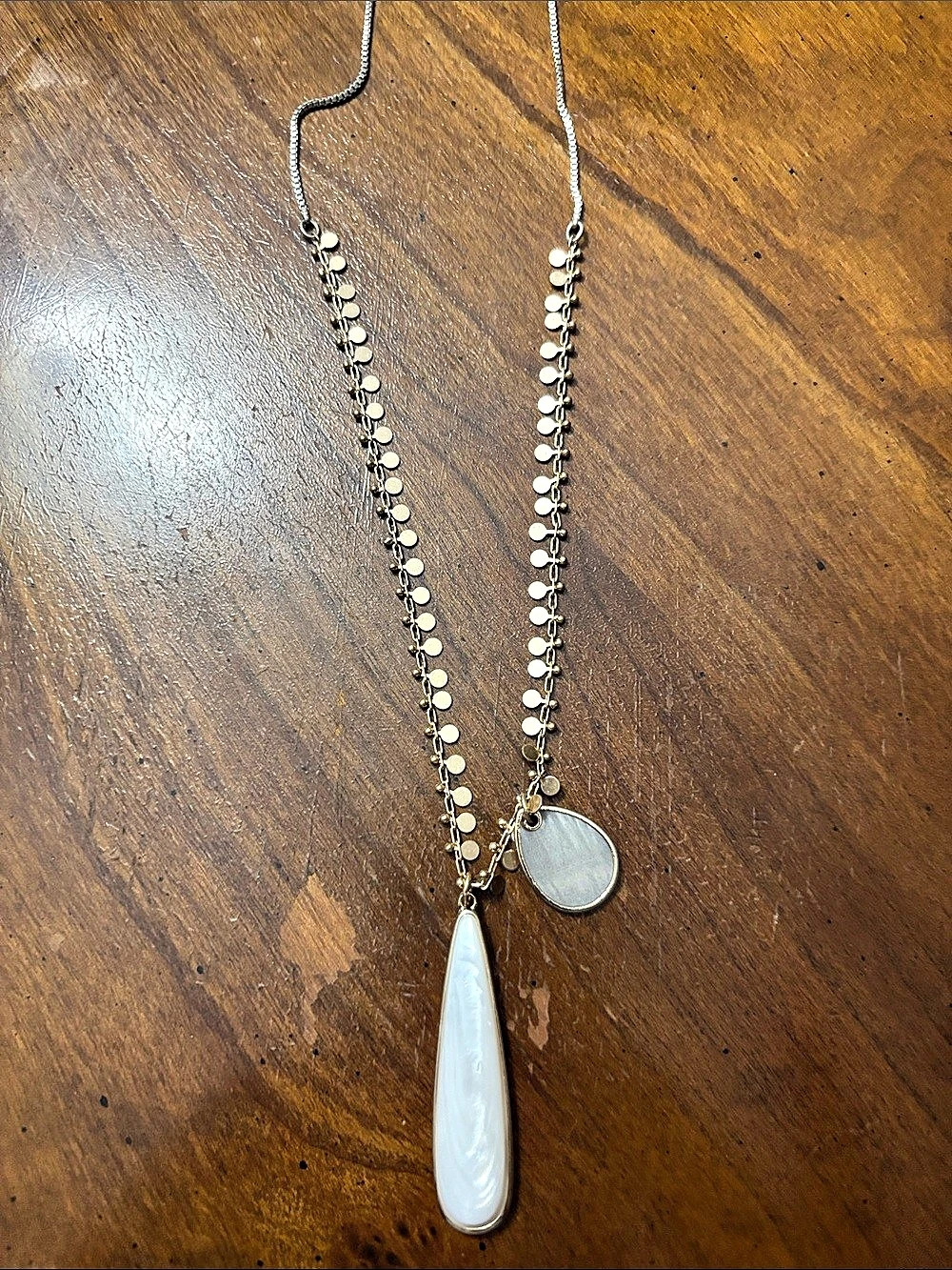 J Jill - Two tone Pendant Necklace with Faux mother of pearl pendant.